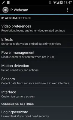 IP Webcam android App screenshot 0